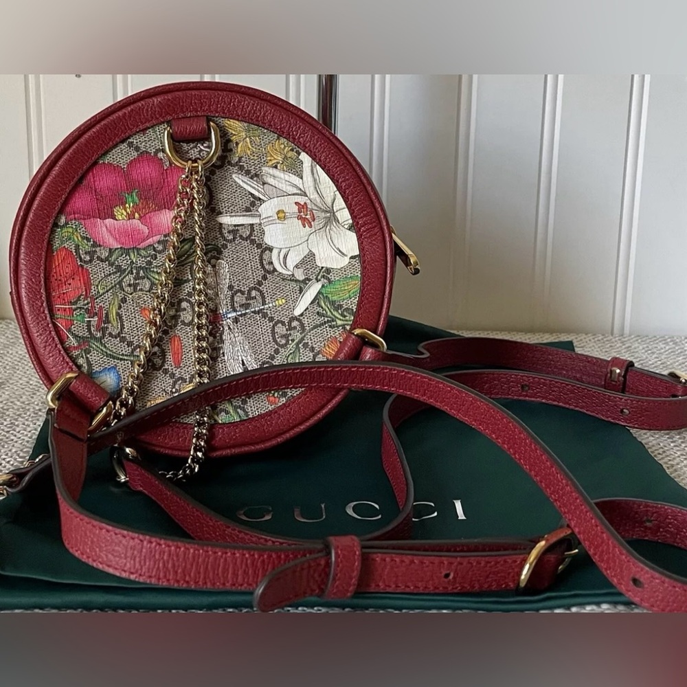 SALE! Gucci Ophidia Supreme GG Canvas Floral Round Backpack Like New Condition - Picture 5 of 7